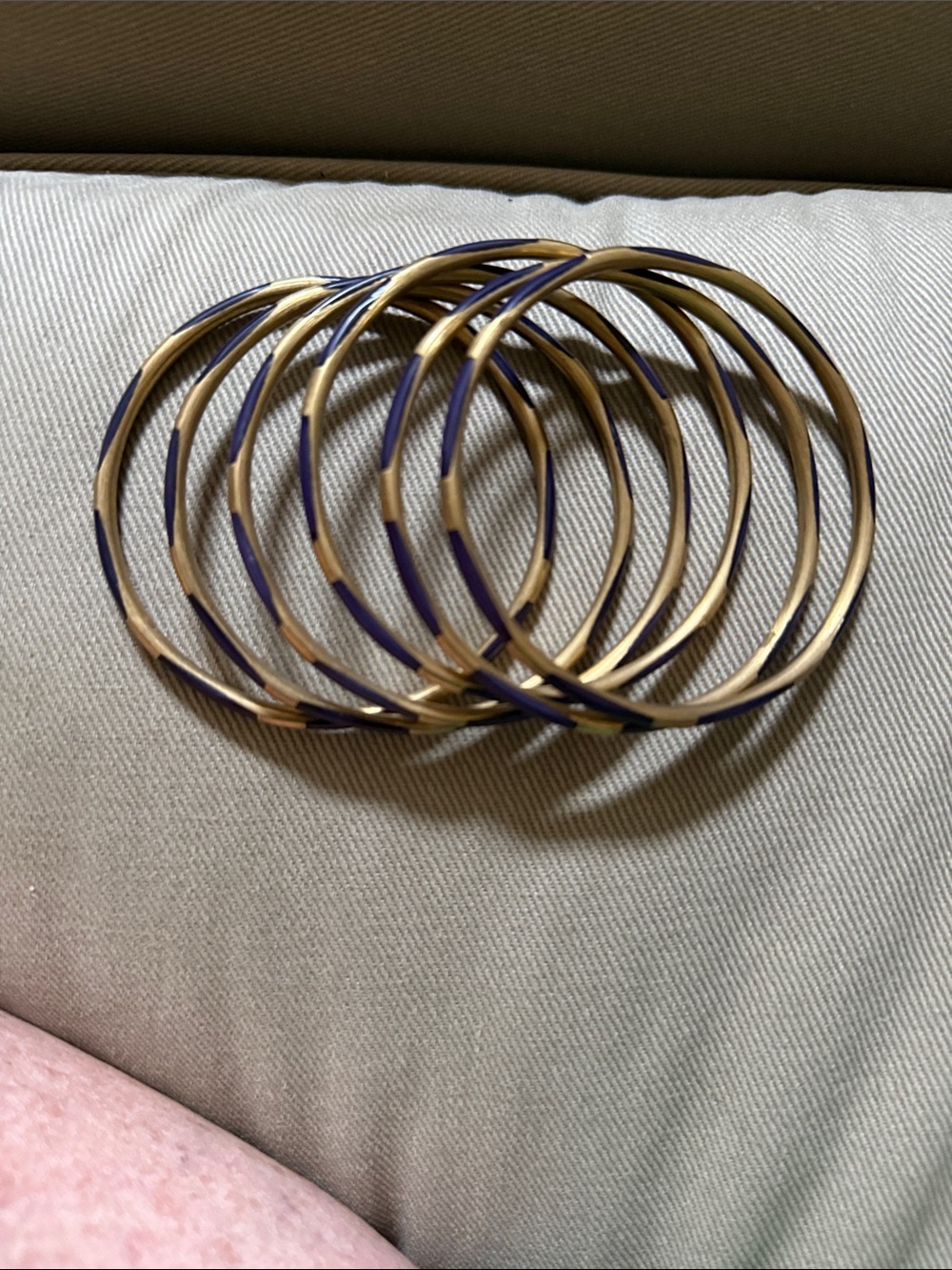 BudhaGirl Veda Gold and Navy Blue Decorative Metal Bangle Set - Home Accents